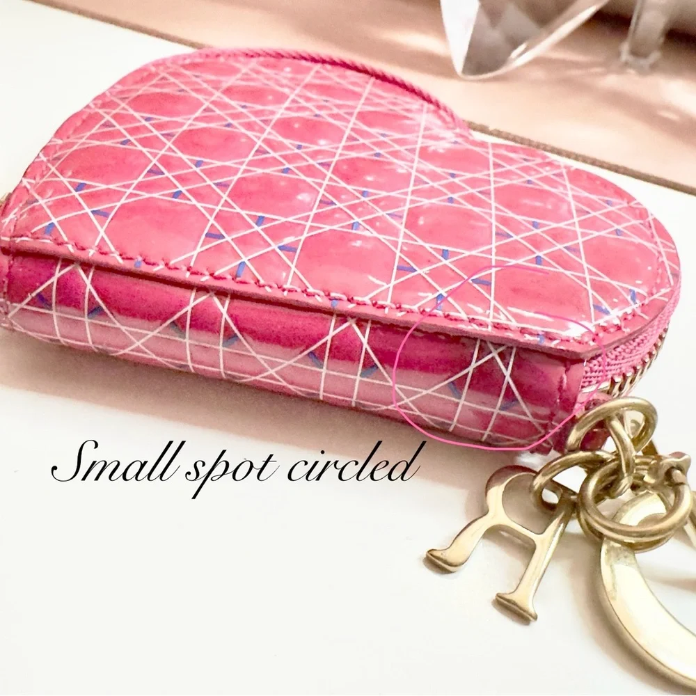 Dior Pink Quilted Heart Coin Wallet